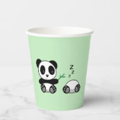 Paar van Cute Little Pandas op Green Papieren Bekers (Voorkant)