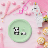 Paar van Cute Little Pandas op Green Papieren Bordje (Feest)