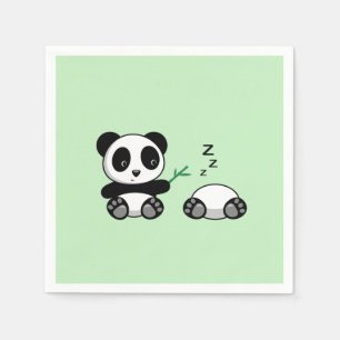 Paar van Cute Little Pandas op Green Servet