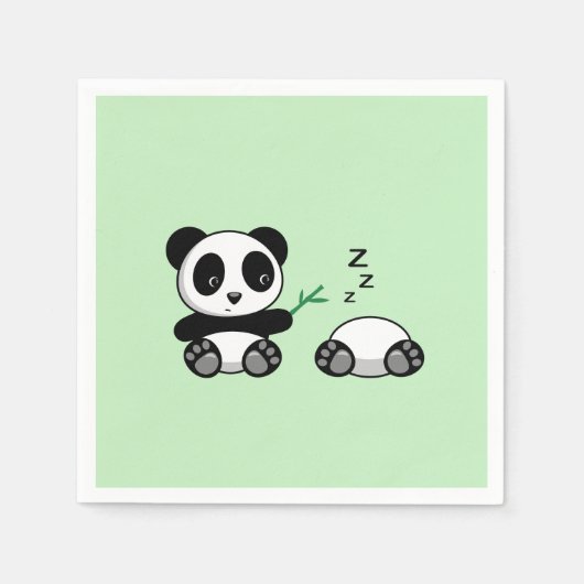Paar van Cute Little Pandas op Green Servet (Voorkant)