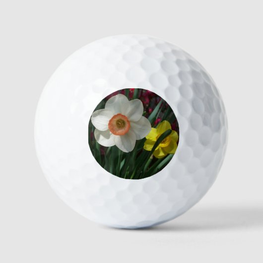 Paar van Daffodils Roze en Gele Lentbloemen Golfballen (Voorkant)