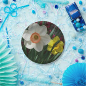 Paar van Daffodils Roze en Gele Lentbloemen Papieren Bordje (Feest)