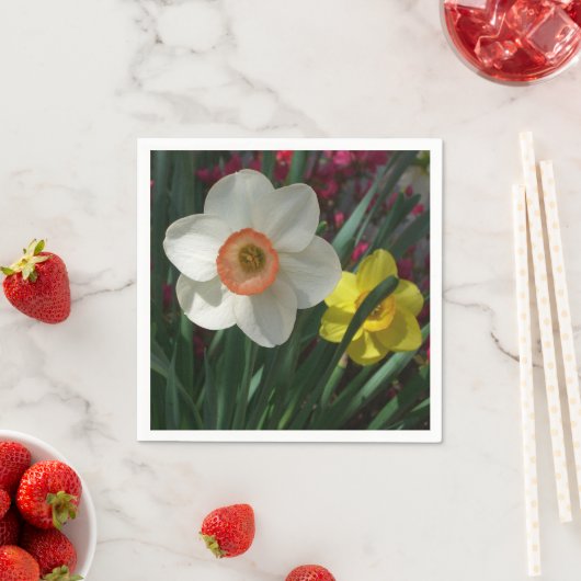 Paar van Daffodils Roze en Gele Lentbloemen Servetten (Insitu)