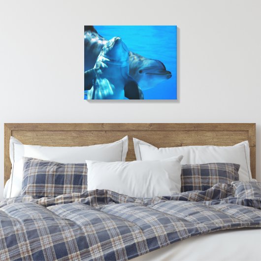 Paar van de Afbeelding van de Curieuze Dolphins Ga Canvas Afdruk (Insitu (Slaapkamer))