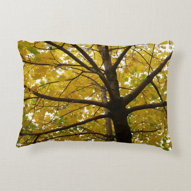 Paar van de Natuur van de herfst van de Gele Maple Accent Kussen (Achterkant)
