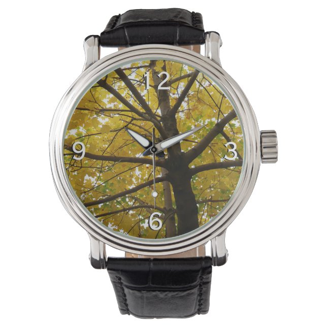 Paar van de Natuur van de herfst van de Gele Maple Horloge (Voorkant)
