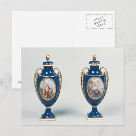 Paar van de vassen van Sevres, versierd met aantij Briefkaart (Voorkant / Achterkant)