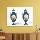 Paar van de vassen van Sevres, versierd met aantij Canvas Afdruk (Insitu (Woonkamer))