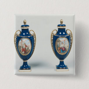 Paar van de vassen van Sevres, versierd met aantij Vierkante Button 5,1 Cm