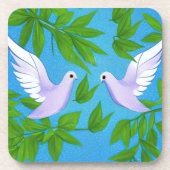 Paar van de witte duif bier onderzetter (Voorkant)