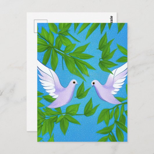 Paar van de witte duif briefkaart (Voorkant / Achterkant)