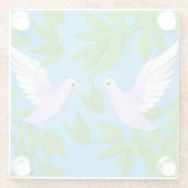 Paar van de witte duif glazen onderzetter (Achterkant)