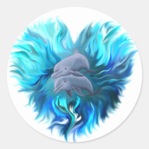 Paar van dolfijnen ronde sticker