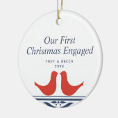 Paar van Doves - Eerste Kerstmis op maat Keramisch Ornament (Links)