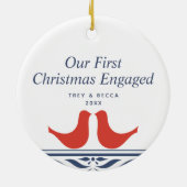Paar van Doves - Eerste Kerstmis op maat Keramisch Ornament (Achterkant)