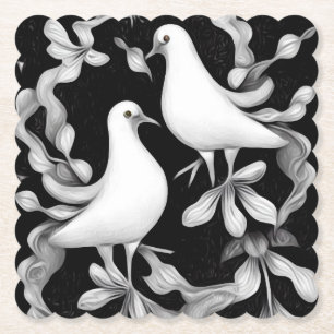 Paar van Doves Kartonnen Onderzetters