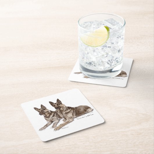 Paar van Duitse herderhonden Kartonnen Onderzetters (Insitu)