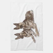 Paar van Duitse herderhonden Theedoek (Verticaal)