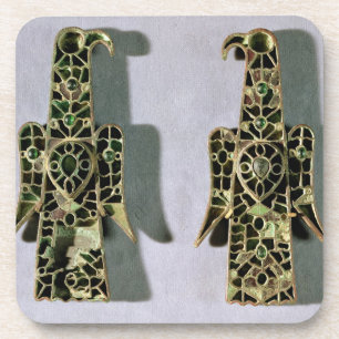 Paar van Eagle-Shaped Brooches (metaal en amel) Bier Onderzetter