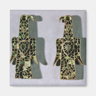 Paar van Eagle-Shaped Brooches (metaal en amel) Magneet