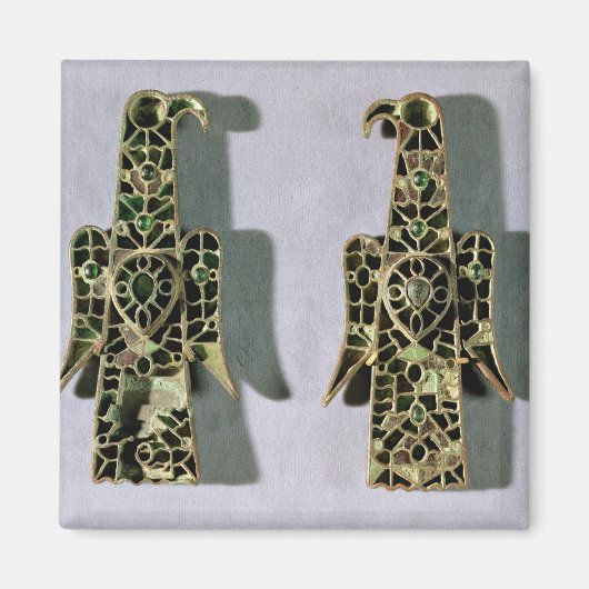 Paar van Eagle-Shaped Brooches (metaal en amel) Magneet (Voorkant)