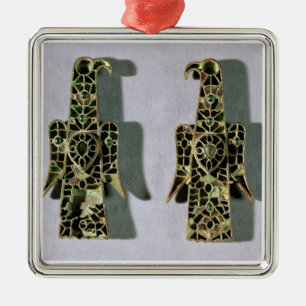 Paar van Eagle-Shaped Brooches (metaal en amel) Metalen Ornament