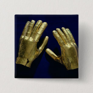 Paar van funeraire handen, uit Peru, c.200-c.800 Vierkante Button 5,1 Cm
