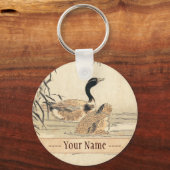 Paar van ganzen met Camellias  japanse kunst Sleutelhanger (Voorkant)