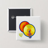 Paar van gele cymbals in blauwe grafiek vierkante button 5,1 cm (Voorkant /achterkant)