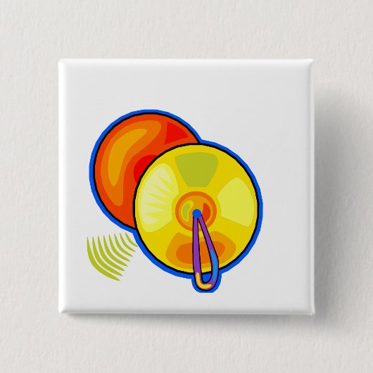 Paar van gele cymbals in blauwe grafiek vierkante button 5,1 cm (Voorkant)