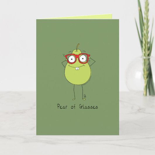 Paar van glassen Funny & Cute Pear Pun Card Kaart (Voorkant)