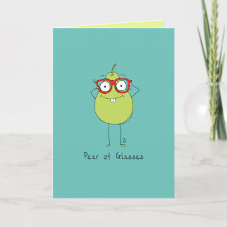 Paar van glassen Funny & Cute Pear Pun Card Kaart