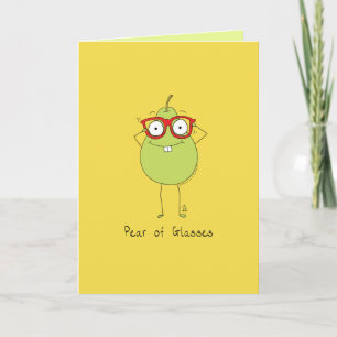 Paar van glassen Funny & Cute Pear Pun Card Kaart