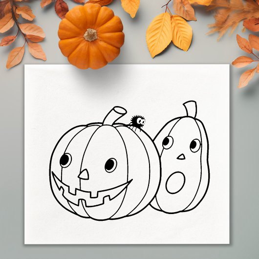 Paar van Halloween Pumpkins Rubberstempel