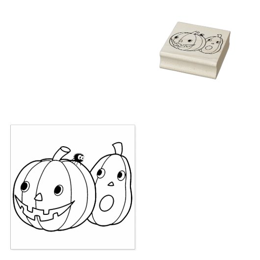Paar van Halloween Pumpkins Rubberstempel (Gestempeld)