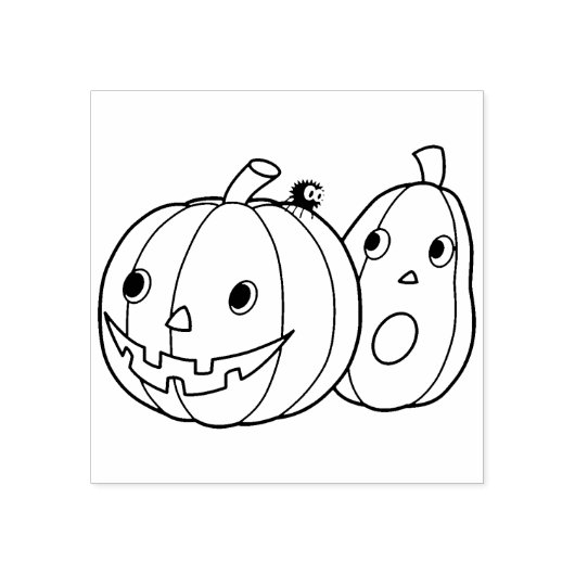 Paar van Halloween Pumpkins Rubberstempel (Afrduk)