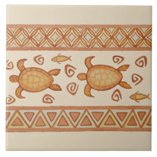 Paar van Honu Hawaiian Zee Turtle Ceramic Tile Tegeltje
