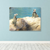 Paar van Iguanas Tropical Wildlife Photography Canvas Afdruk (Insitu (Houten vloer))