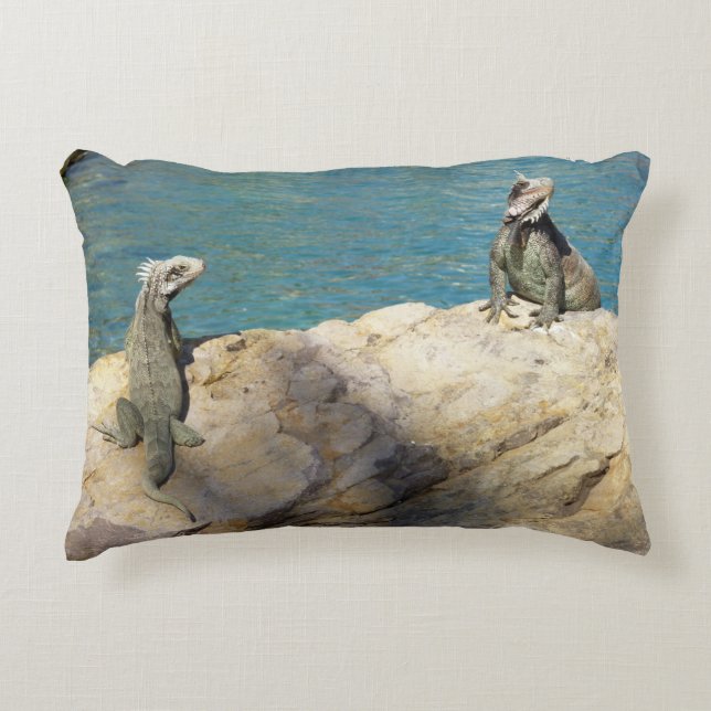 Paar van Iguanas Tropical Wildlife Photography Decoratief Kussen (Voorkant)