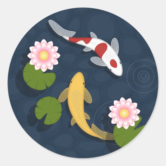 Paar van Japanse Koi Fish Ronde Sticker (Voorkant)