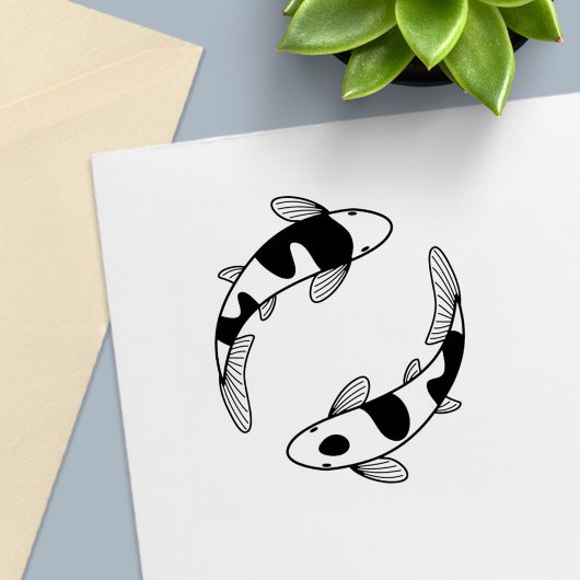 Paar van Japanse Koi Fish Zelfinktende Stempel