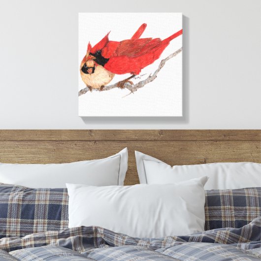 Paar van kardinalen canvas afdruk (Insitu (Slaapkamer))