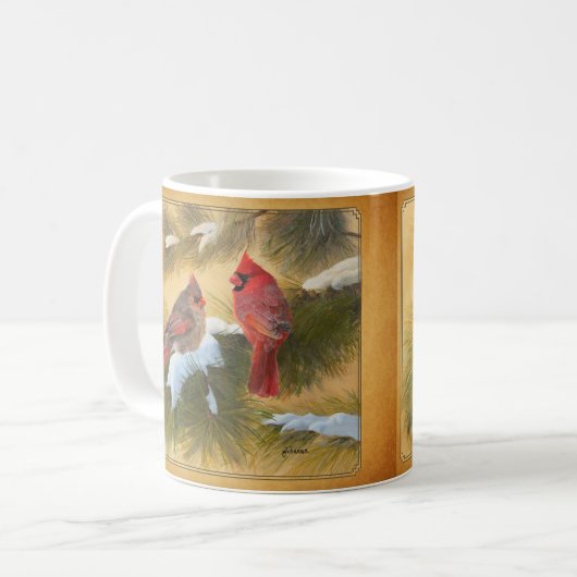 Paar van kardinalen koffiemok (Voorkant links)