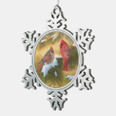 Paar van kardinalen tin sneeuwvlok ornament (Rechts)