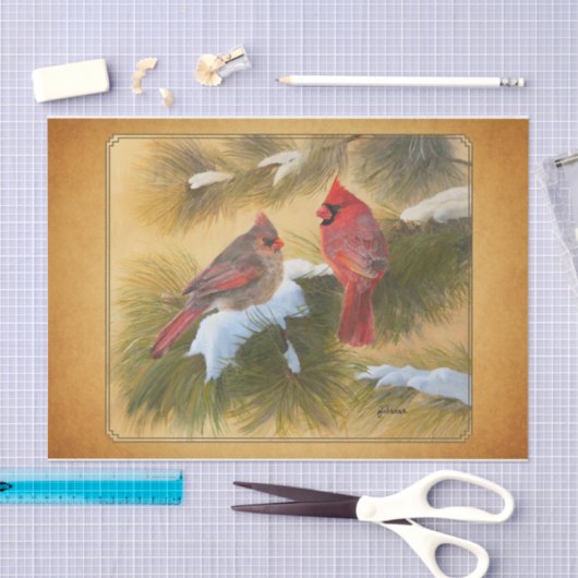 Paar van kardinalen tissuepapier (Craft)