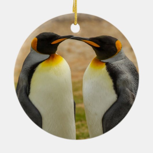 Paar van King Penguins, Falklands Keramisch Ornament (Achterkant)
