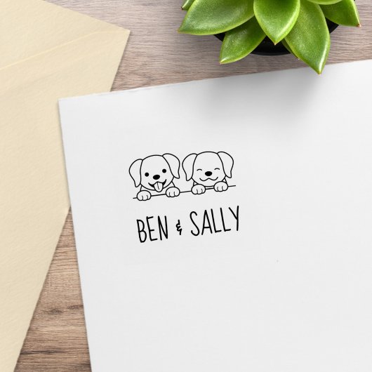 Paar van Labrador Dogs Custom Names Rubberstempel