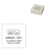 Paar van Labrador Dogs Peeking Family Address 2 Rubberstempel (Gestempeld)