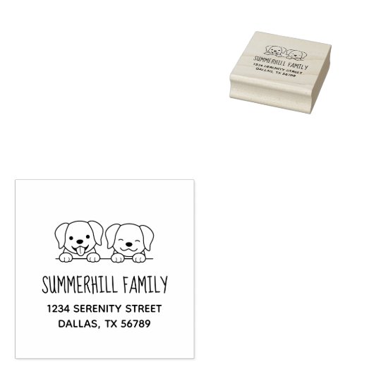 Paar van Labrador Dogs Peeking Family Address 2 Rubberstempel (Gestempeld)