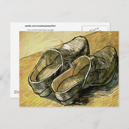 Paar van leder Clogs Van Gogh Fine Art Briefkaart (Voorkant / Achterkant)